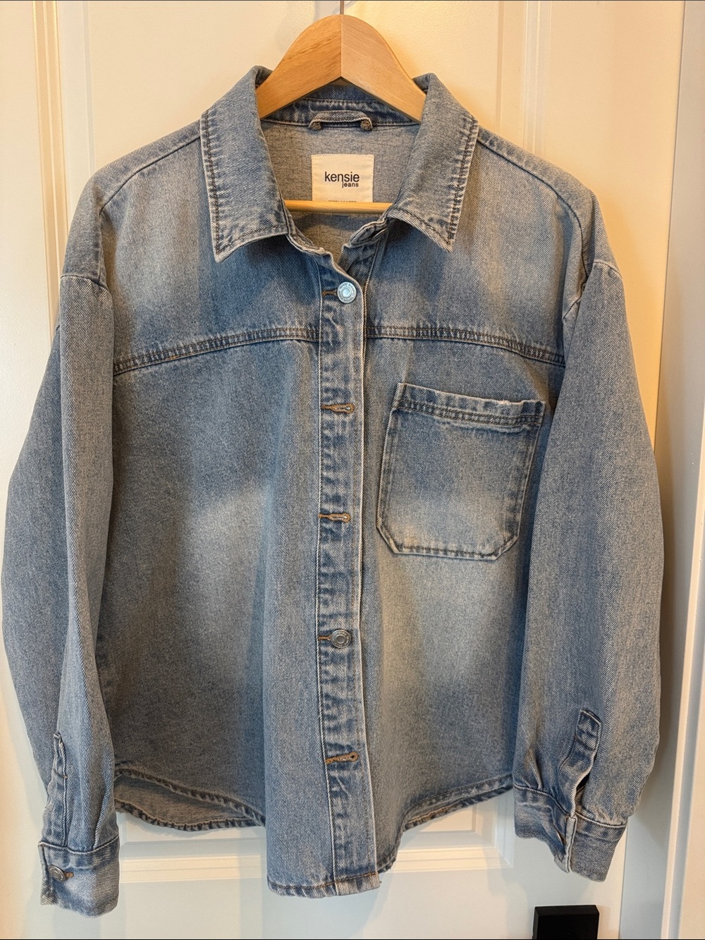 Kensie Oversized Denim Shirt Jacket - WITH POCKETS